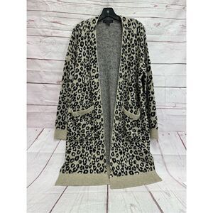 Sanctuary Beige Open Front Animal Print Cardigan Women’s Size Medium